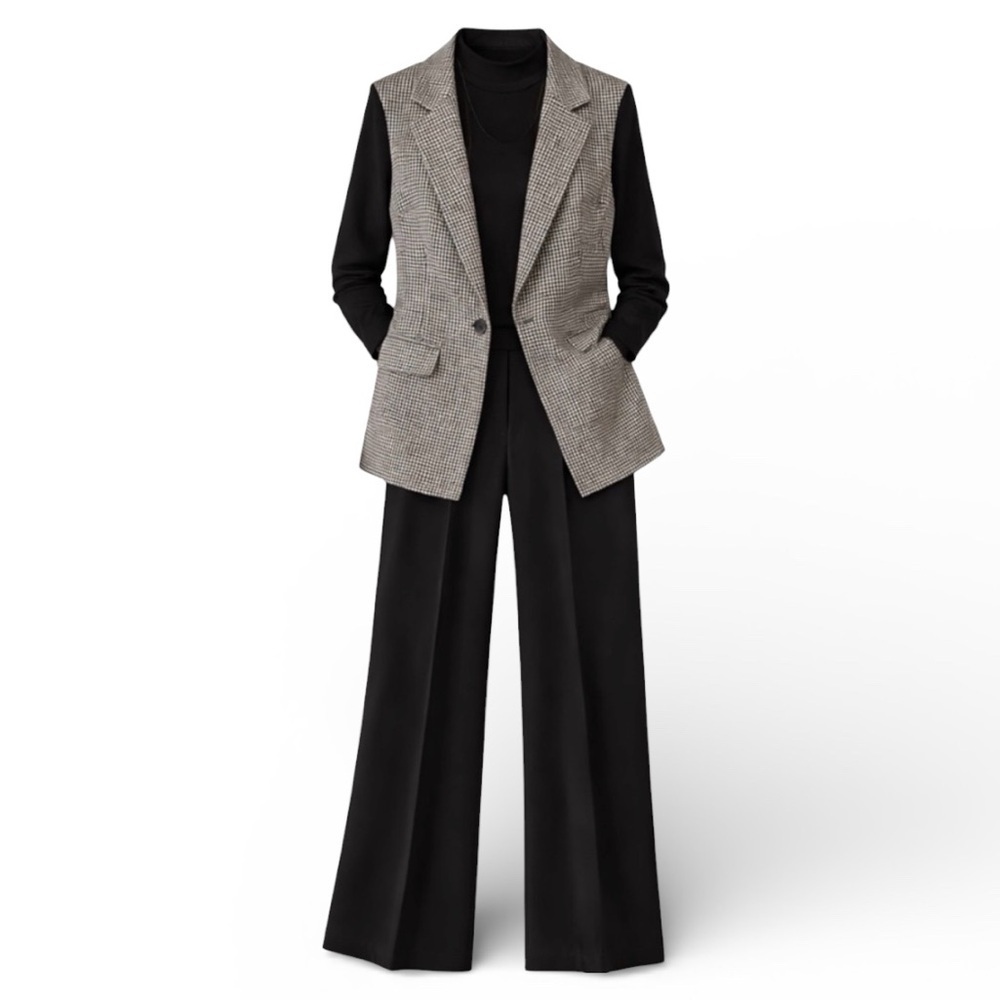 Bagatelle Black and White Houndstooth Vest